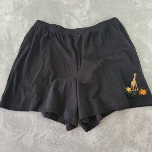 Victoria Jones Womens 2X Plus Black Cotton Shorts Giraffe Applique BLA154E